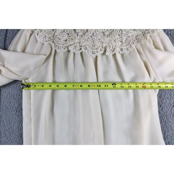 Victor Costa For Neiman Marcus Blouse M Cream Beige Lace Victorian Vintage USA - Picture 7 of 8